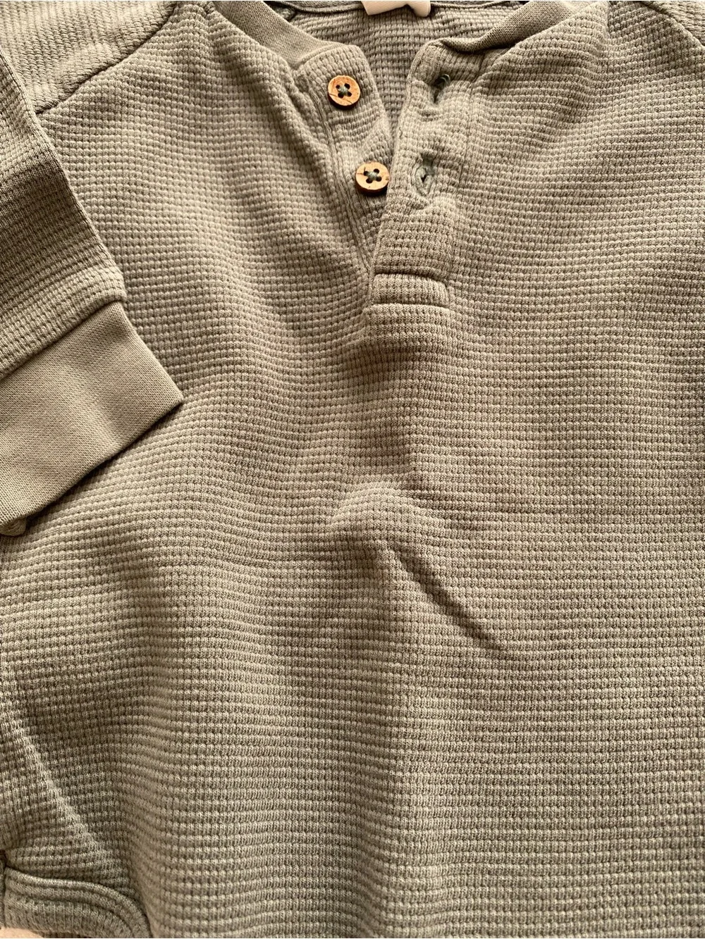 Colored Organics Sage Waffle Knit Henley Bodysuit 12–18M Organic Cotton